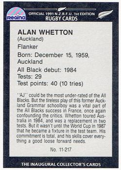 1991 Regina NZRFU 1st Edition #11 Alan Whetton Back